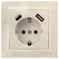 Розетка с заземлением и 2хUSB type A и C, без рамки Stekker Эрна 50077 в Нижнем Новгороде