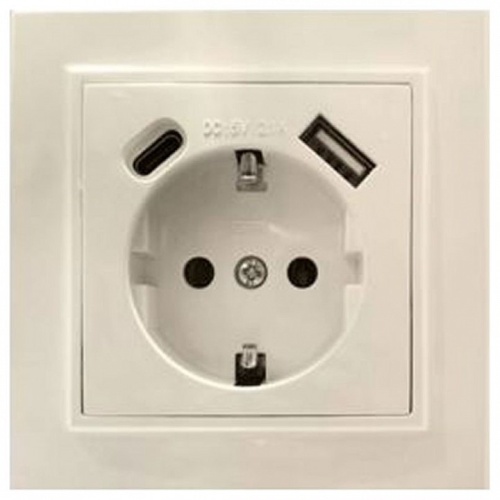Розетка с заземлением и 2хUSB type A и C, без рамки Stekker Эрна 50077 в Нижнем Новгороде