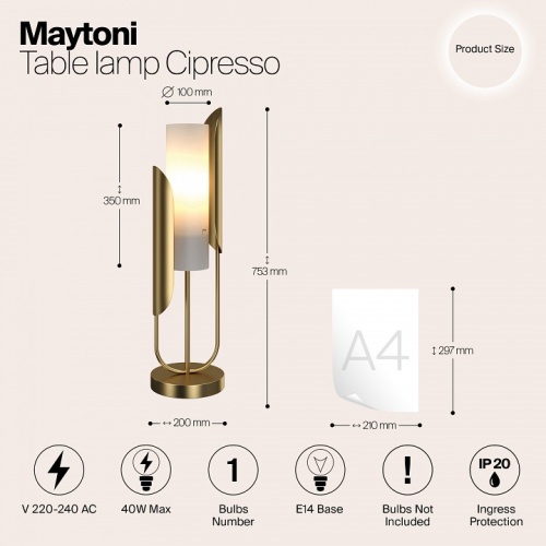 Настольная лампа декоративная Maytoni Сipresso Z014TL-01G в Карачеве фото 4