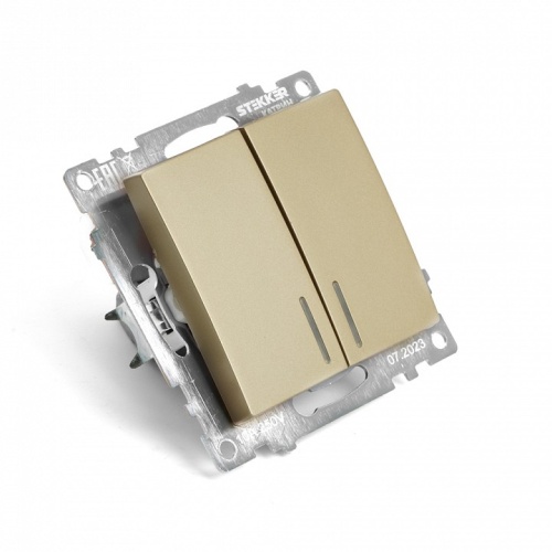 Выключатель двухклавишный с подсветкой без рамки Stekker Катрин 49217 в Нижнем Новгороде фото 5