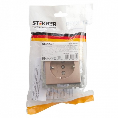 Розетка с заземлением и со шторкой, без рамки Stekker Катрин 39596 в Нижнем Новгороде фото 5