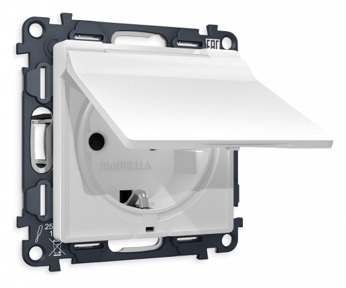 Розетка с заземлением и со шторкой, без рамки с крышкой Ambrella Volt ALFA MA128010 в Нижнем Новгороде