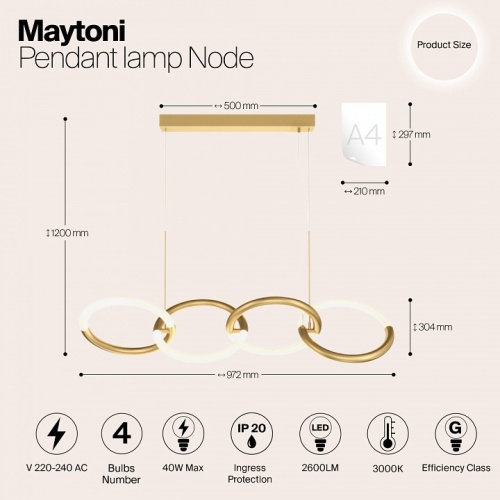 Подвесной светильник Maytoni Node MOD165PL-L40G3K в Нижнем Новгороде фото 2