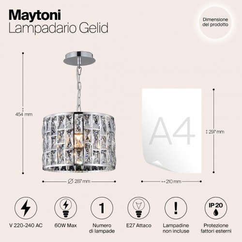 Подвесной светильник Maytoni Gelid MOD184-PL-01-CH в Слободском фото 7