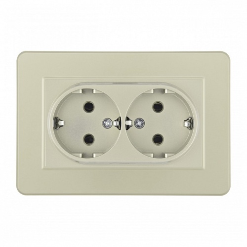 Розетка двойная с заземлением и со шторкой Arte Milano SET16-2 SET16-double-40-2 shampan в Нижнем Новгороде