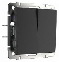 Выключатель проходной двухклавишный без рамки Werkel черный матовый W1122008 в Нижнем Новгороде