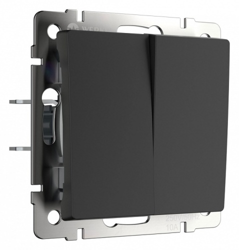 Выключатель проходной двухклавишный без рамки Werkel черный матовый W1122008 в Нижнем Новгороде