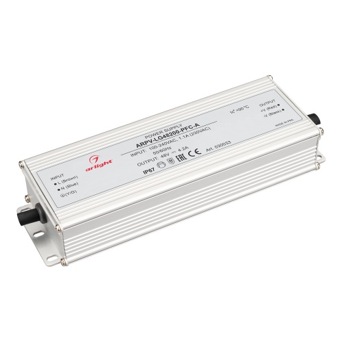 Блок питания ARPV-LG48200-PFC-A (48V, 4.2A, 200W) (Arlight, IP67 Металл, 5 лет) в Каменке фото 3