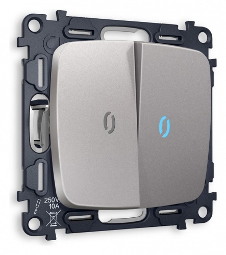 Выключатель двухклавишный с подсветкой без рамки Ambrella Volt OMEGA MO504020 в Нижнем Новгороде