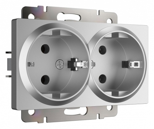 Розетка двойная с заземлением, без рамки Werkel Серебряный W1172006 в Нижнем Новгороде