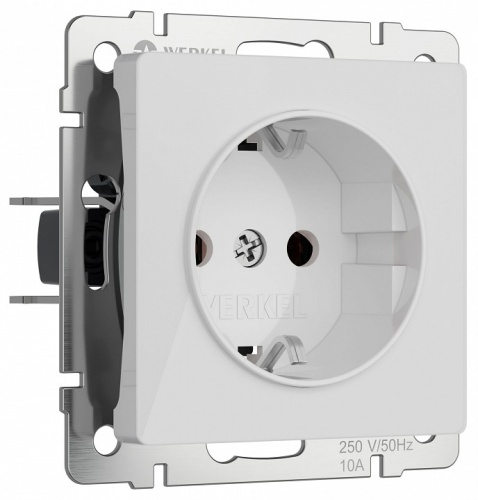 Розетка с заземлением и со шторками, без рамки Werkel белый акрил W1171141 в Нижнем Новгороде