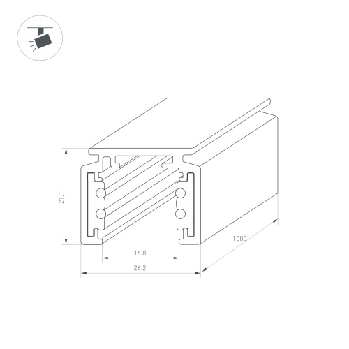 Трек MAG-ORIENT-TRACK-2620-1000 (WH) (Arlight, IP20 Металл, 3 года) в Ермолино фото 4