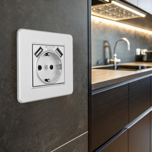 Розетка с заземлением и со шторкой и 2хUSB Arte Milano SET16-1 SET16-1-47-1 silver в Нижнем Новгороде фото 2