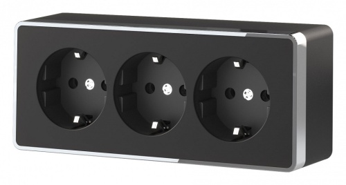 Розетка тройная с заземлением Werkel Gallant (черный/хром) W5073135 в Нижнем Новгороде