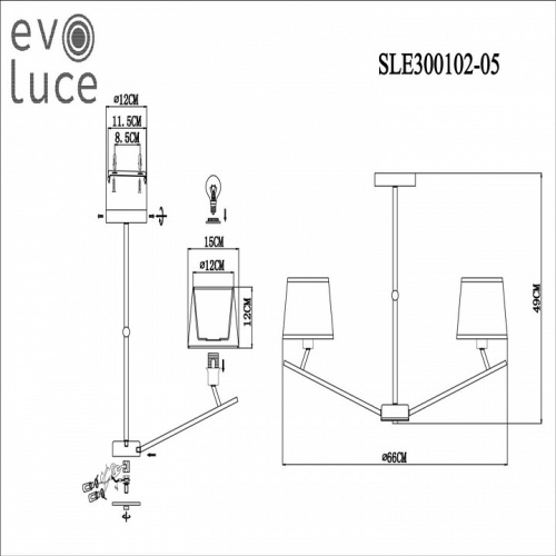 Люстра на штанге EVOLUCE Denice SLE300102-05 в Гаджиево фото 6