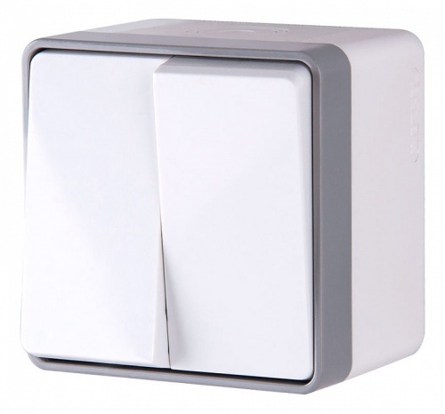 Выключатель двухклавишный влагозащищенный Werkel Gallant (белая) WL15-03-02 в Нижнем Новгороде