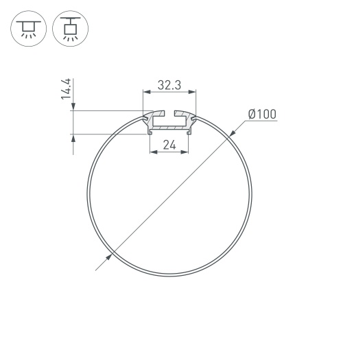 Профиль ARH-ROUND-D100-2000 ANOD (Arlight, Алюминий) в Ермолино фото 3