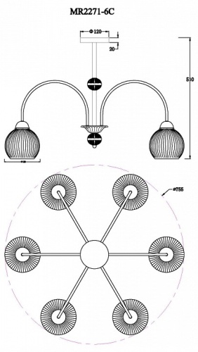 Люстра на штанге MyFar Flora MR2271-6С в Нижнем Новгороде фото 2