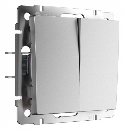 Выключатель двухклавишный без рамки Werkel серебряный матовый W1120065 в Нижнем Новгороде