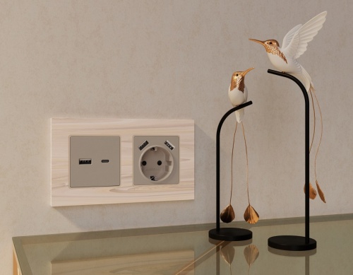 Накладка для розетки с заземлением и со шторками и 2хUSB type A Ambrella Volt ALFA AP3690 в Нижнем Новгороде фото 2