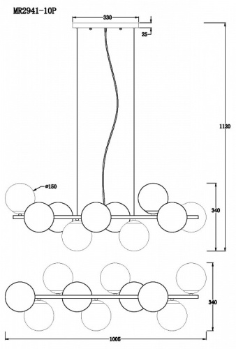 Подвесная люстра MyFar Aerton MR2941-10P в Нижнем Новгороде фото 3