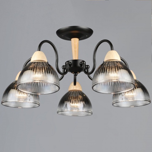 Люстра на штанге 69660 69660-0.3-05 BK+WOOD в Нижнем Новгороде