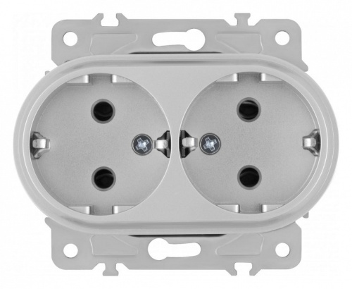 Розетка двойная с заземлением, без рамки Arte Milano am-202 202.40-2.silver в Нижнем Новгороде