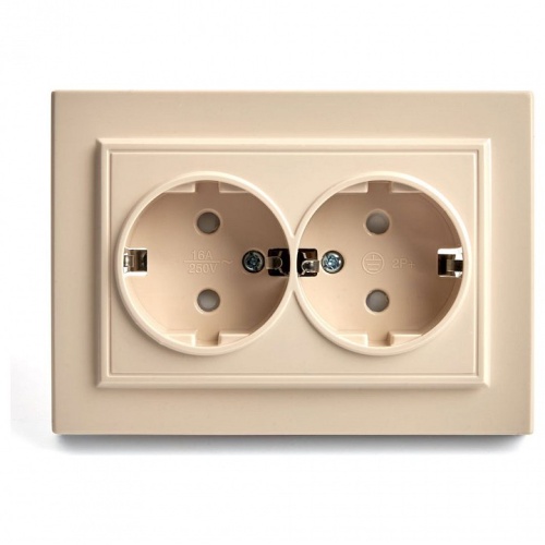 Розетка двойная с заземлением и со шторкой Stekker Эрна 39240 в Нижнем Новгороде