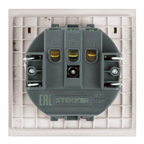 Розетка двойная с заземлением и со шторками, с крышкой Stekker Мия 50485 в Нижнем Новгороде фото 2