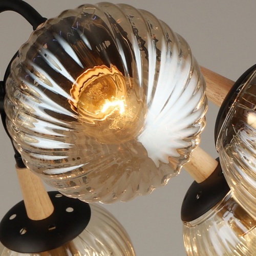 Люстра на штанге 04886-0.3-08 BK+WOOD в Нижнем Новгороде фото 3