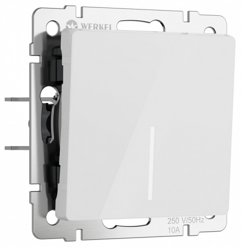 Выключатель одноклавишный с подсветкой без рамки Werkel белый акрил W1110141 в Нижнем Новгороде