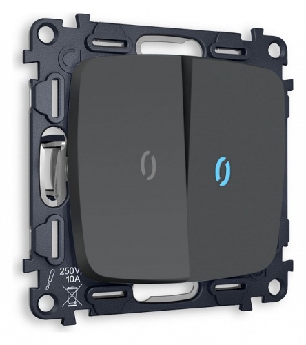 Выключатель проходной двухклавишный с подсветкой без рамки Ambrella Volt OMEGA MO904040 в Нижнем Новгороде