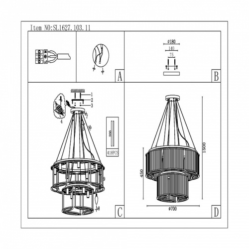 Подвесная люстра ST-Luce Velletri SL1627.103.11 в Новой Ляле фото 2