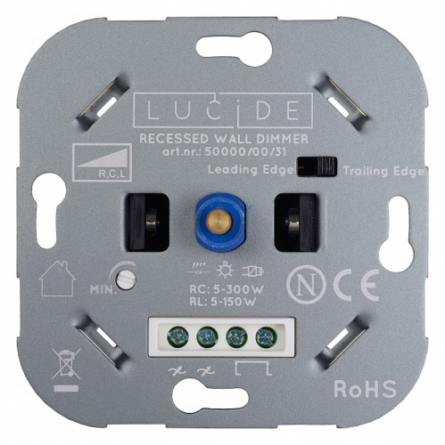 Диммер роторный Lucide Recessed Wall Dimmer Nl 50000/00/31 в Ревде фото 4