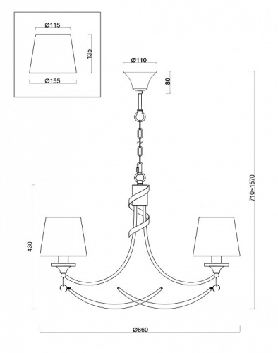 Подвесная люстра Freya Ariana FR5081PL-05CH в Бородино фото 6