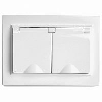 Розетка двойная с заземлением и со шторками, с крышкой Stekker Эрна 49139 в Нижнем Новгороде