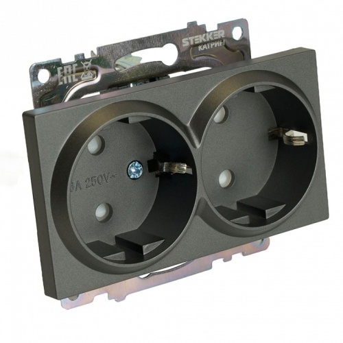 Розетка двойная с заземлением и со шторкой, без рамки Stekker Катрин 49425 в Нижнем Новгороде фото 2