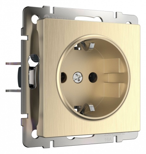 Розетка с заземлением и со шторками, без рамки Werkel шампань рифленый W1171110 в Нижнем Новгороде
