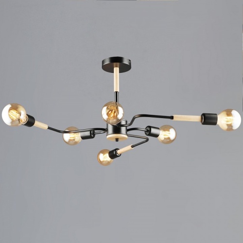 Люстра на штанге 10070 10070-0.3-06 BK+WOOD в Нижнем Новгороде