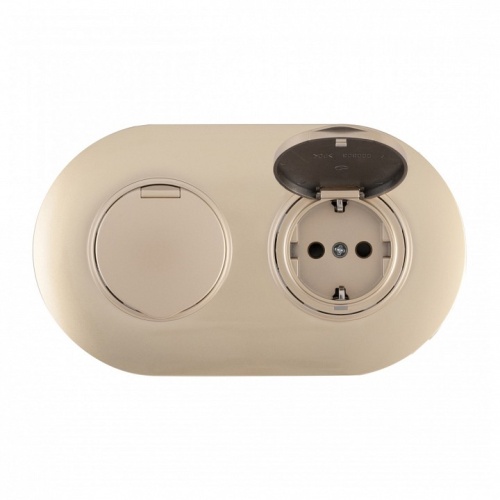 Розетка с заземлением и шторкой, с крышкой Arte Milano SET08-2 SET08-2-41-1x2 shampan в Нижнем Новгороде