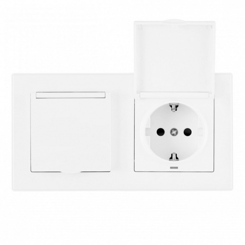 Розетка влагозащищенная с заземлением и со шторкой с крышкой Arte Milano SET06-2 SET06-2-41-1x2 white в Нижнем Новгороде