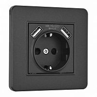 Розетка с заземлением и со шторкой и 2хUSB Arte Milano SET16-1 SET16-1-47-1 black в Нижнем Новгороде