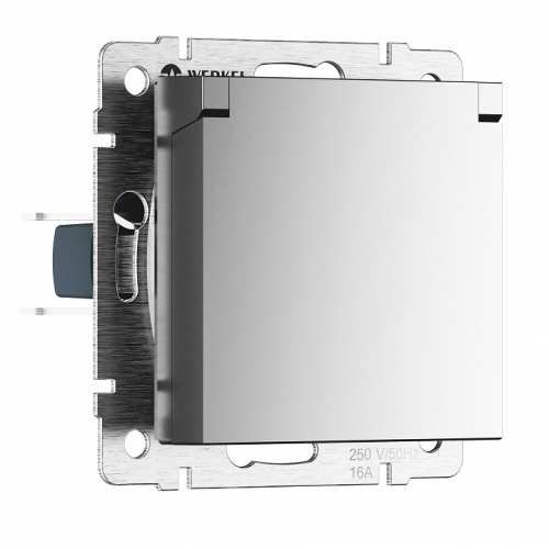 Розетка с заземлением и со шторкой, без рамки с крышкой Werkel серебряный матовый W1171265 в Нижнем Новгороде