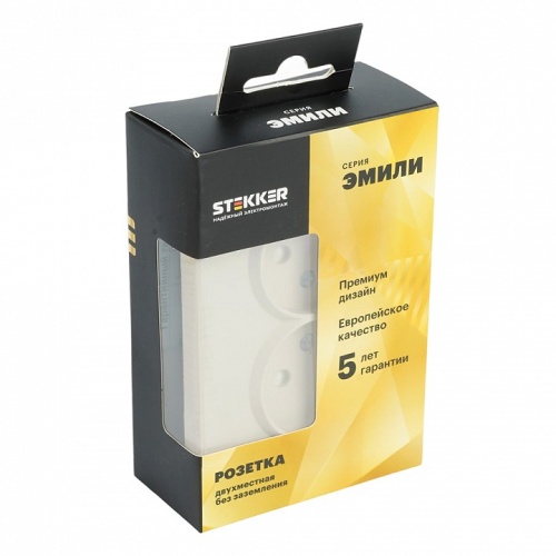 Розетка двойная без заземления и со шторкой Stekker Эмили 49903 в Нижнем Новгороде фото 4