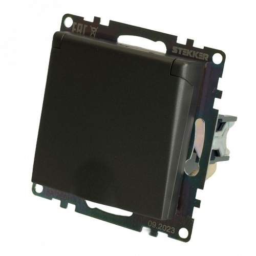 Розетка с заземлением и со шторкой, без рамки с крышкой Stekker Катрин 49424 в Нижнем Новгороде фото 6