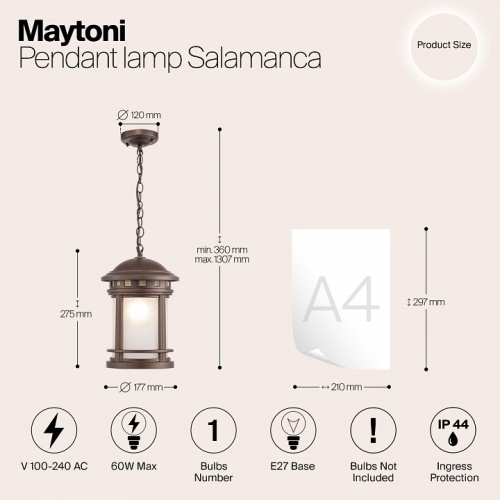 Подвесной светильник Maytoni Salamanca O031PL-01BR в Соколе фото 4