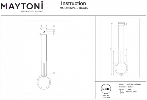 Подвесной светильник Maytoni Node MOD165PL-L18G3K в Нижнем Новгороде фото 3