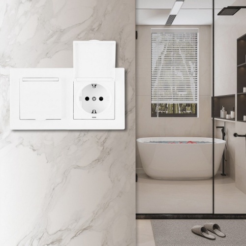 Розетка влагозащищенная с заземлением и со шторкой с крышкой Arte Milano SET06-2 SET06-2-41-1x2 white в Нижнем Новгороде фото 3
