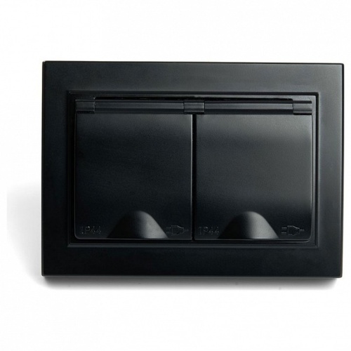 Розетка двойная с заземлением и со шторками, с крышкой Stekker Эрна 49138 в Нижнем Новгороде