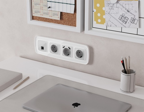 Розетка Ethernet RJ-45 и со шторками, без рамки Ambrella Volt OMEGA MO412005 в Нижнем Новгороде фото 3